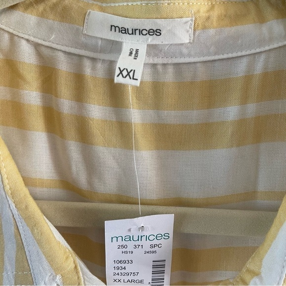 NWT Maurices long sleeve button down blouse light yellow striped Women's XXL - Picture 6 of 10